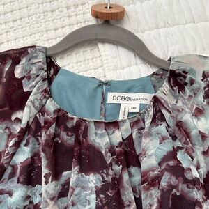 BCBGeneration Burgundy and Blue Floral Mini Dress